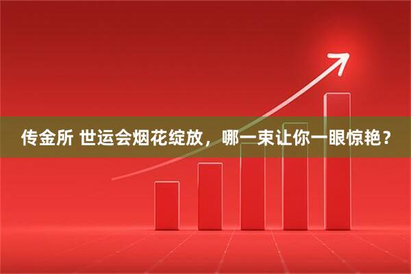 传金所 世运会烟花绽放，哪一束让你一眼惊艳？