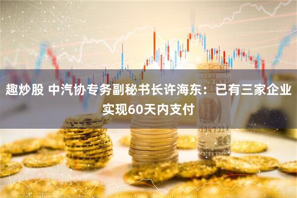 趣炒股 中汽协专务副秘书长许海东：已有三家企业实现60天内支付