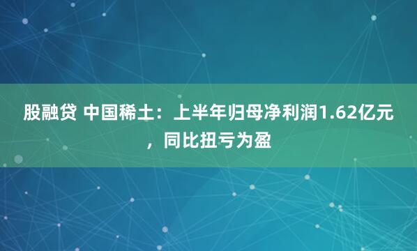 股融贷 中国稀土：上半年归母净利润1.62亿元，同比扭亏为盈