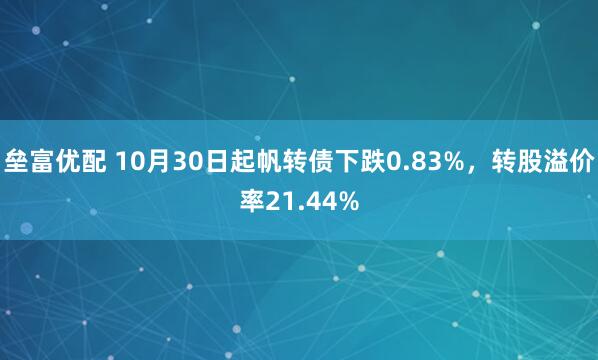 垒富优配 10月30日起帆转债下跌0.83%,转股溢价率21.44%